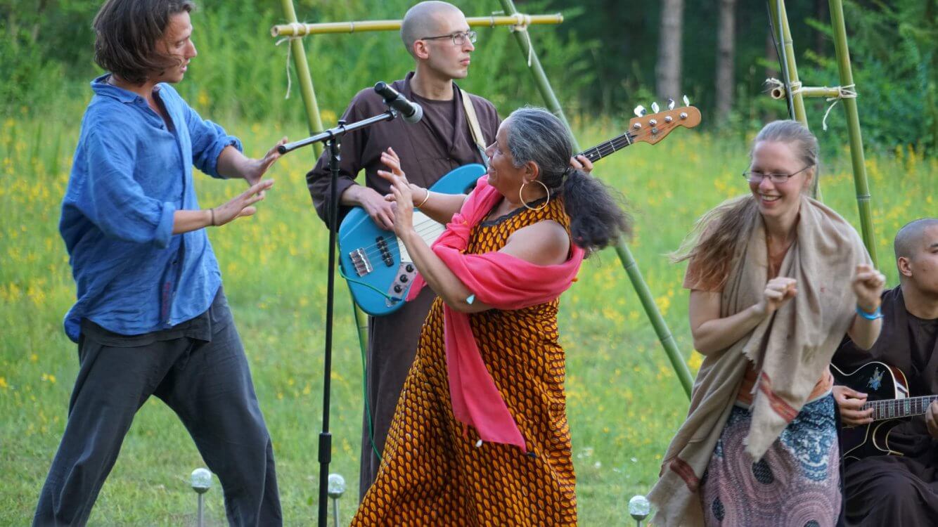 People dancing at retreat